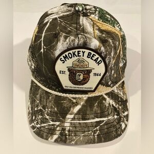 NWT Smokey The Bear Forest Camo Snapback Trucker Hat Rope Accent Mad Engine OSFM